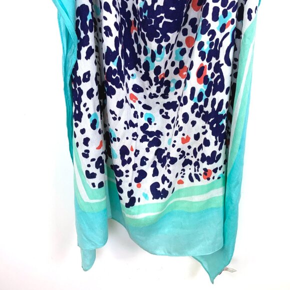New Lilly Pulitzer Lillian Scarf Bright Navy Leopard Get Spotted Wrap Cover Up - Picture 13 of 16